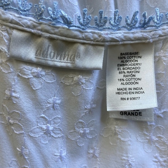 Vintage White Eyelet Nightgown Embroidered Large Cottage Modest Edwardian Y2K - Picture 7 of 12